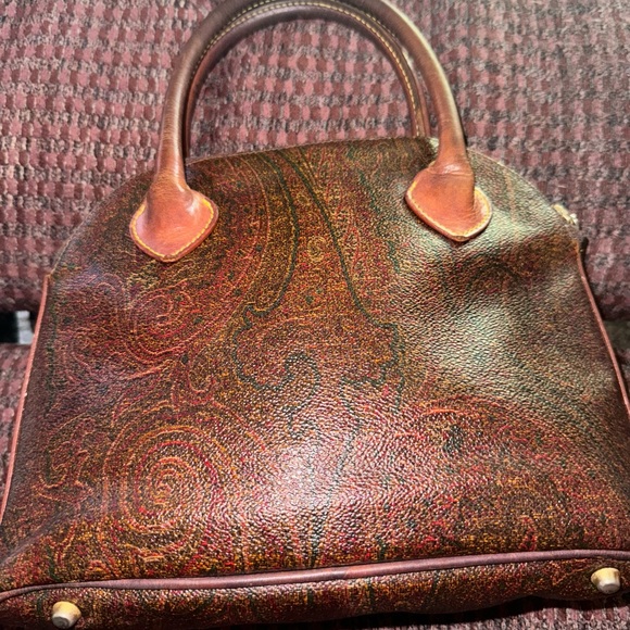 EUC Etro Leather Paisley Coated Canvas & Vachetta Small handbag - Picture 4 of 8